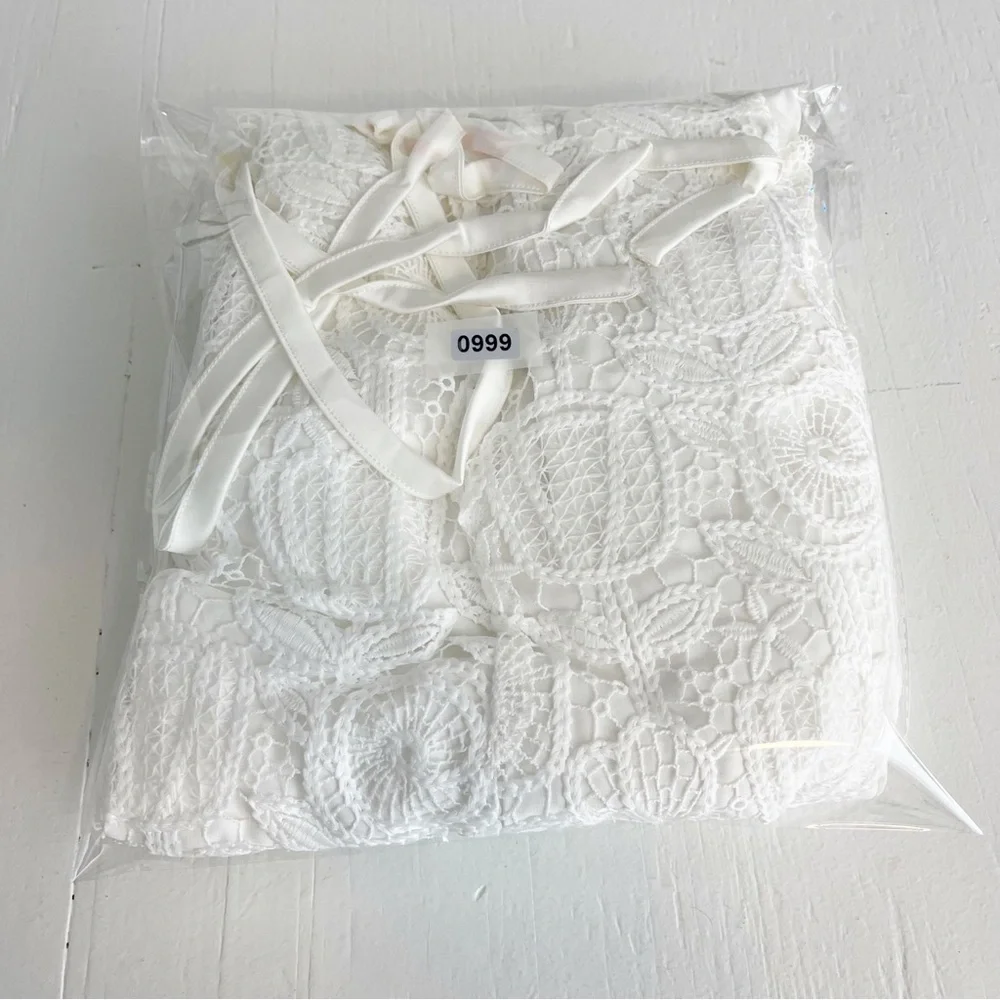 For Love And Lemons Harriet Lace Mini Dress NWT Crisp White - Picture 9 of 9